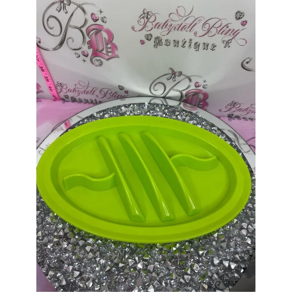 2 taco 🌮 plates set holds tacos separator and holder Bright Green neon plastic